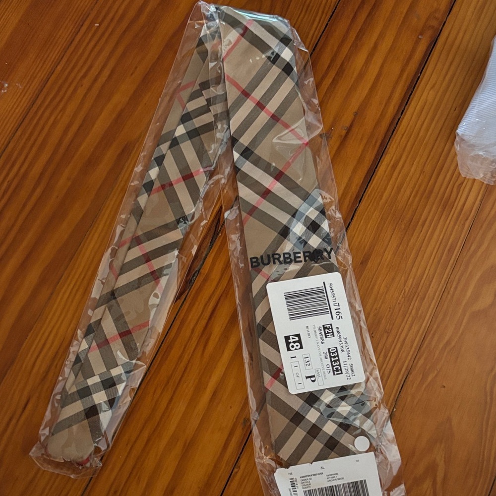 Burberry Tan and Black Checkered Tie